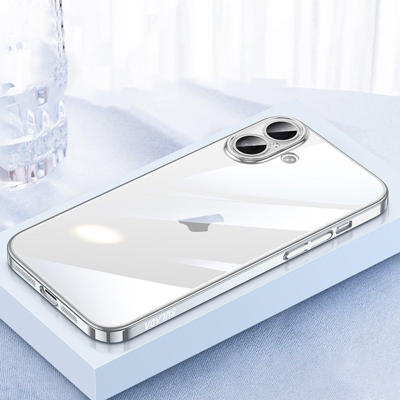 HuHa Protective Cover For iPhone 16 Plus SULADA JINGJIA Series Lens Protector Hard PC Phone Case(Silver) - Image 1