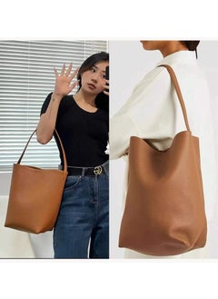 The Row Leather Tote Bag Large Capacity Casual Shoulder large brown