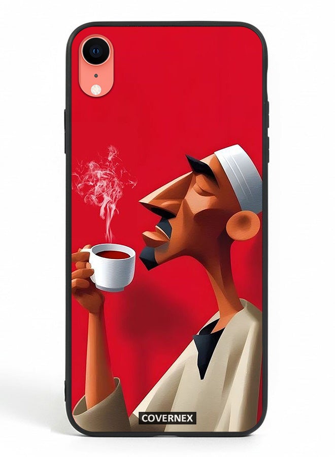 Covernex Apple iPhone XR Protective Case Cover Printed Featuring Abstract Artistic Man Savouring Morning Coffee - Image 2