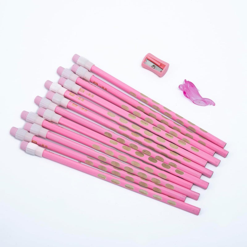 GETHOME Gethome Dongdong 12 Pcs Unique Pencils with Top Erasers 1 Hand Grip and 1 Sharpner School Stationery Set for Kids Writing Drawing Sketching Pack Of 6  - Image 3