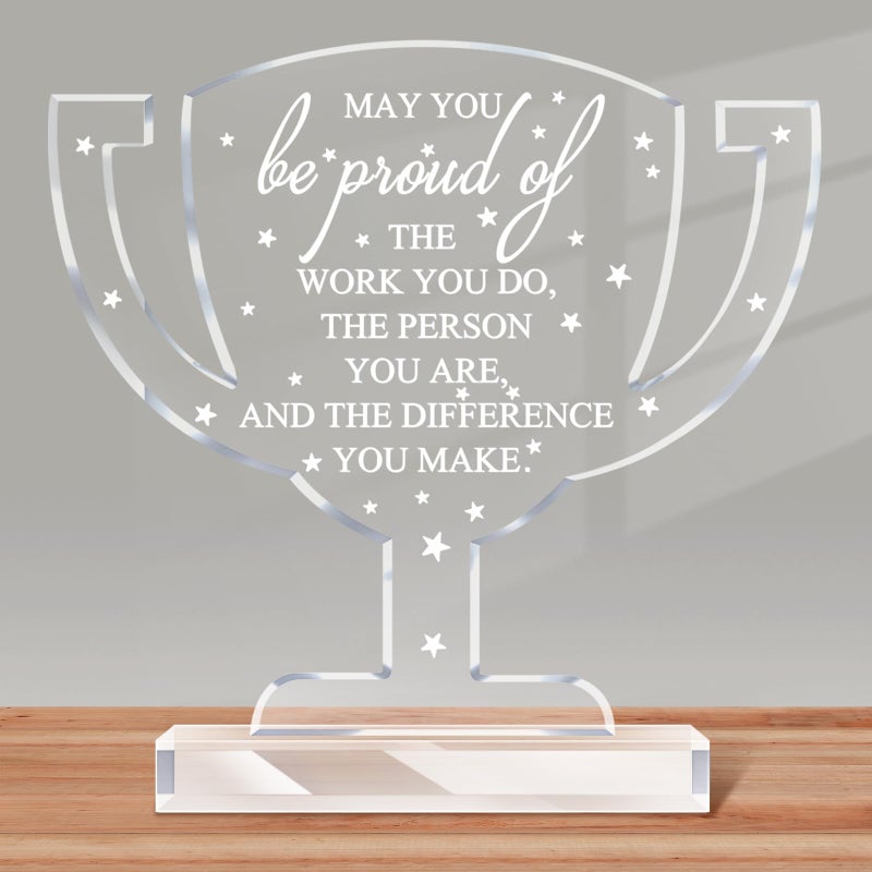 Maitys Thank You Gift Employee Inspirational Acrylic Sign Prizes Coworker Appreciation Gift Classmates Gift CNA Week Gift Office Table Decor Keepsake for Team Volunteer Women Nurse(Trophy) - Image 1