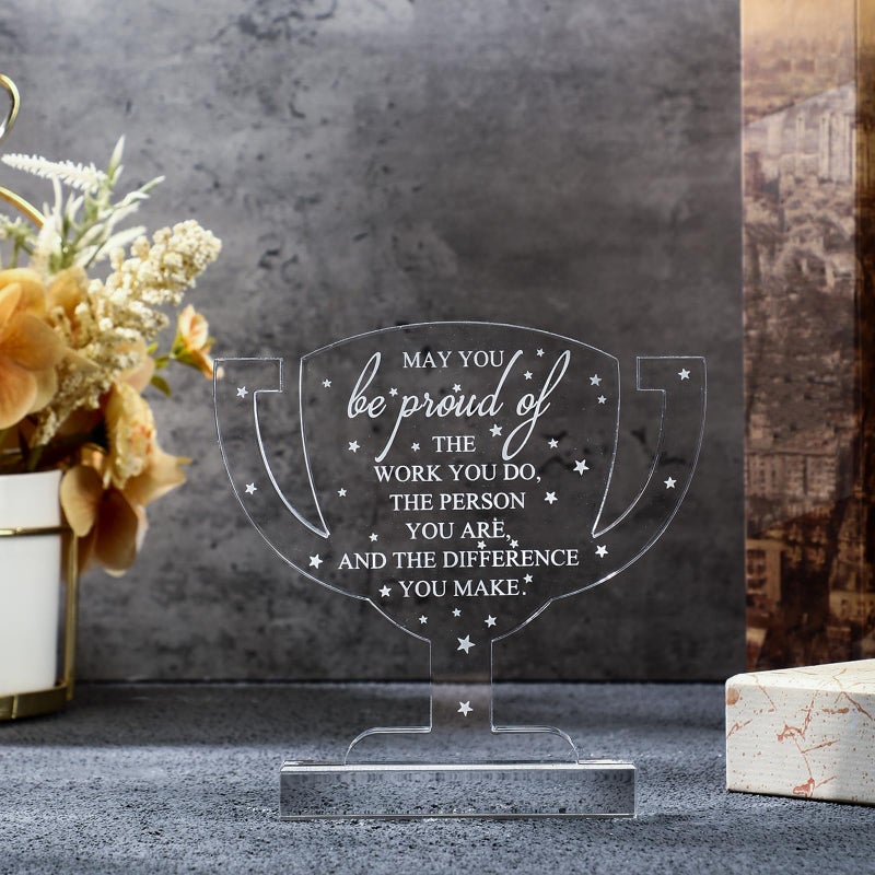 Maitys Thank You Gift Employee Inspirational Acrylic Sign Prizes Coworker Appreciation Gift Classmates Gift CNA Week Gift Office Table Decor Keepsake for Team Volunteer Women Nurse(Trophy) - Image 5