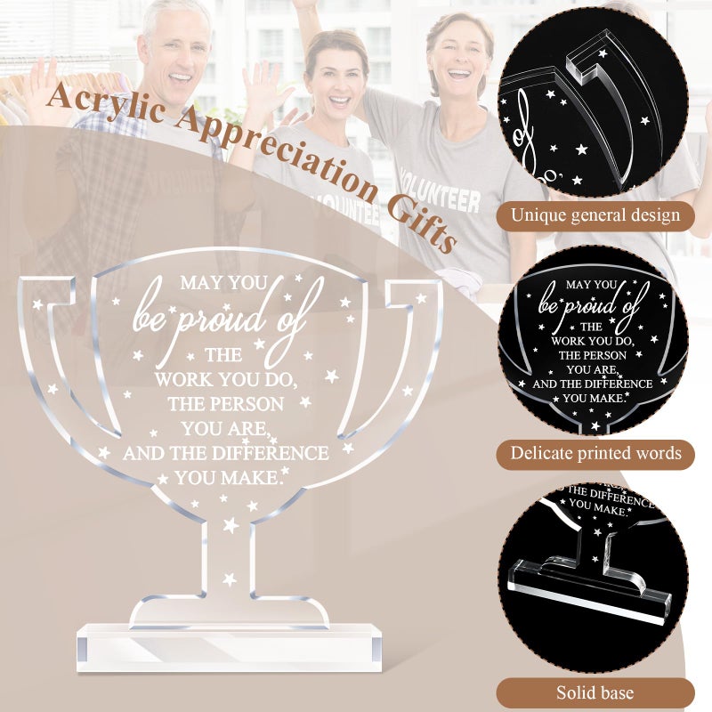 Maitys Thank You Gift Employee Inspirational Acrylic Sign Prizes Coworker Appreciation Gift Classmates Gift CNA Week Gift Office Table Decor Keepsake for Team Volunteer Women Nurse(Trophy) - Image 2