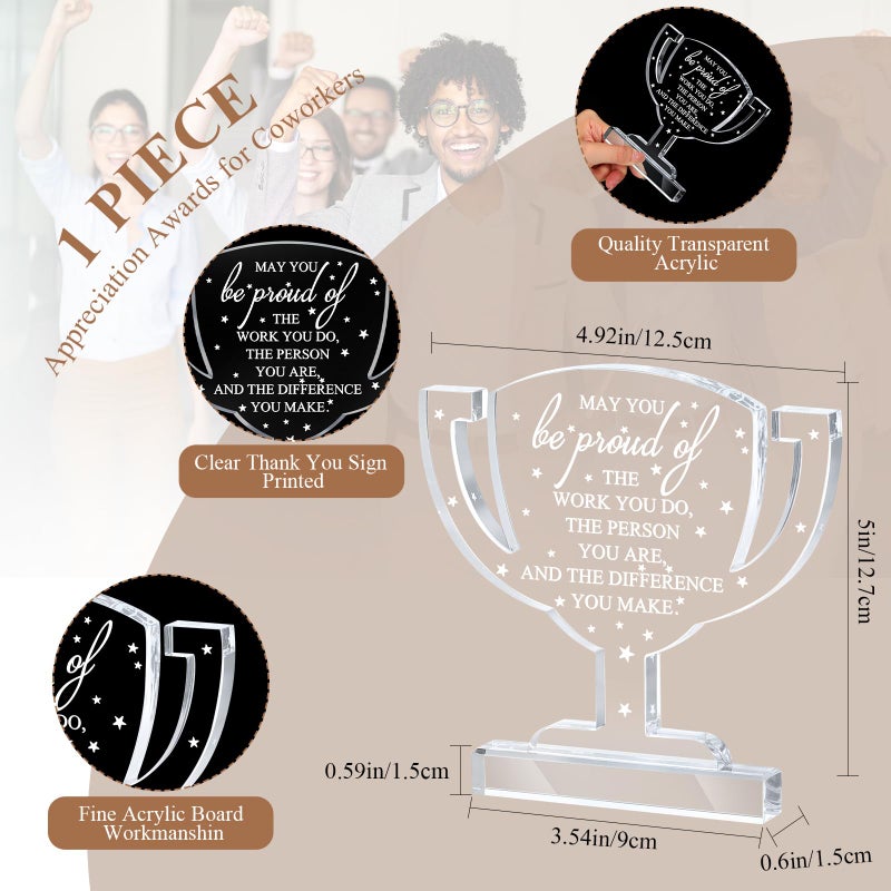 Maitys Thank You Gift Employee Inspirational Acrylic Sign Prizes Coworker Appreciation Gift Classmates Gift CNA Week Gift Office Table Decor Keepsake for Team Volunteer Women Nurse(Trophy) - Image 3