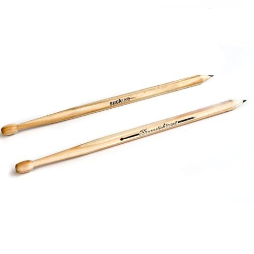 Suck UK Drumstick Pencils - Novelty Drummer Gifts for Men & Music Lovers - Wooden Drum Stick Shaped Sketch Pencil - Unique Office & School Stationery Supplies - Cool Drum Kit Pencils - Set of 2 Black - Image 5