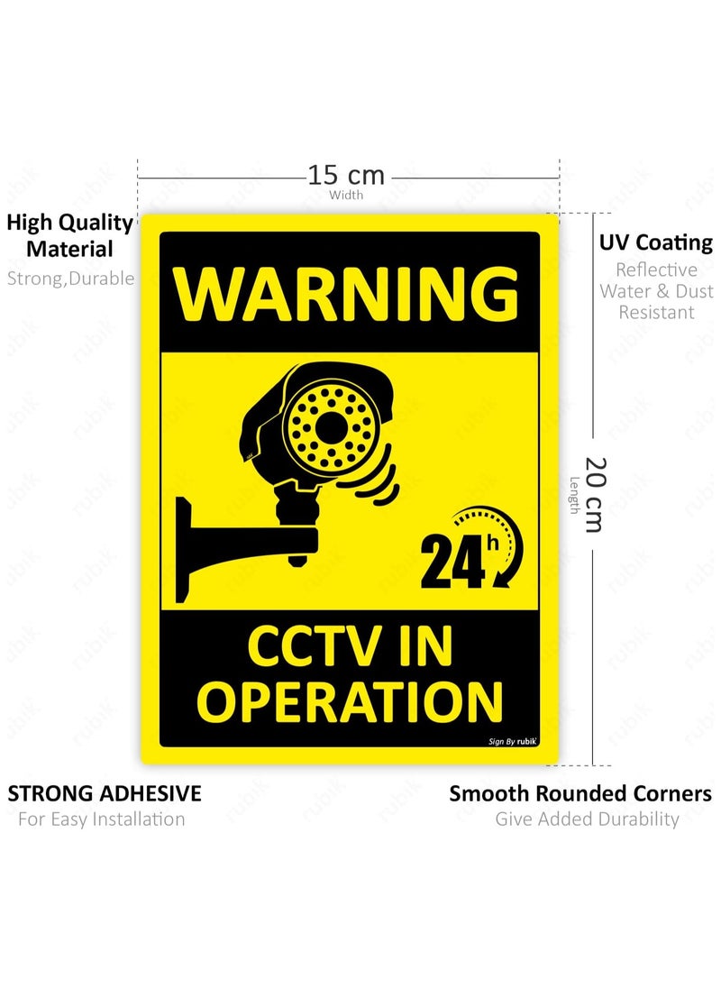 Rubik - Warning 24 Hours CCTV in Operation Sign Sticker Self Adhesive 20x15cm, Video Surveillance Weather Resistant Long Lasting UV Protected Vinyl Decal (2pcs) - Image 1