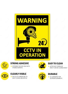 Warning 24 Hours CCTV in Operation Sign Sticker Self Adhesive 20x15cm, Video Surveillance Weather Resistant Long Lasting UV Protected Vinyl Decal (2pcs) - pzsku/Z294AFF45D813330DA385Z/45/_/1713015902/10bd8a26-e59a-45fe-9ae1-6e70facadd3f