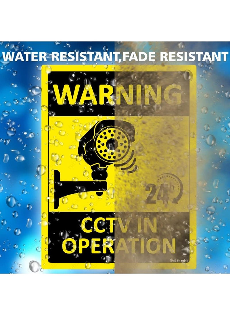 Rubik - Warning 24 Hours CCTV in Operation Sign Sticker Self Adhesive 20x15cm, Video Surveillance Weather Resistant Long Lasting UV Protected Vinyl Decal (2pcs) - Image 1
