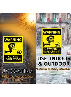 Warning 24 Hours CCTV in Operation Sign Sticker Self Adhesive 20x15cm, Video Surveillance Weather Resistant Long Lasting UV Protected Vinyl Decal (2pcs) - pzsku/Z294AFF45D813330DA385Z/45/_/1713015942/9a0f7c7d-9925-484c-8fab-8f54d73d51b9