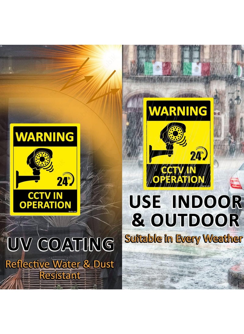 Rubik - Warning 24 Hours CCTV in Operation Sign Sticker Self Adhesive 20x15cm, Video Surveillance Weather Resistant Long Lasting UV Protected Vinyl Decal (2pcs) - Image 1