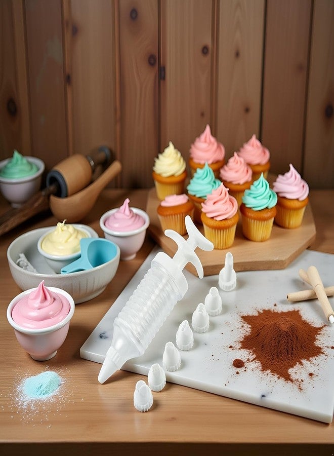 aoukoslt A Set Pipe Nozzles with Syringe, 8Pcs Plastic Cream Baking Piping Nozzle Dispenser Icing Pastry Tips Tube Decoration Tool - Image 4