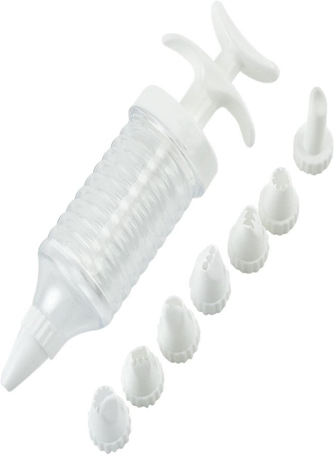 aoukoslt A Set Pipe Nozzles with Syringe, 8Pcs Plastic Cream Baking Piping Nozzle Dispenser Icing Pastry Tips Tube Decoration Tool - Image 1