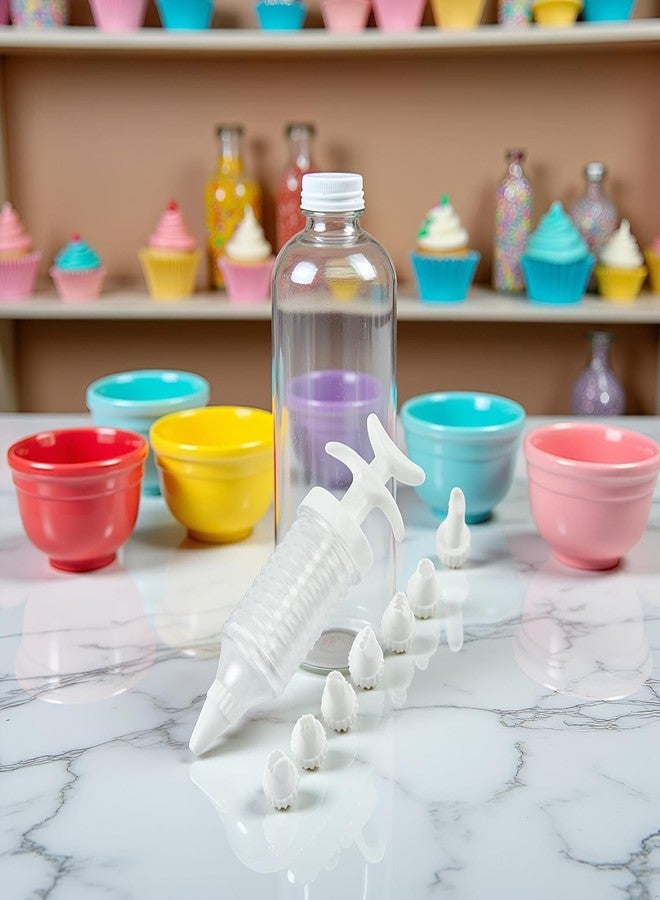 aoukoslt A Set Pipe Nozzles with Syringe, 8Pcs Plastic Cream Baking Piping Nozzle Dispenser Icing Pastry Tips Tube Decoration Tool - Image 3