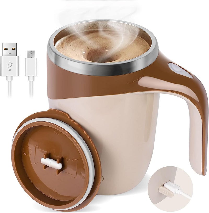 Maharsh Automatic Magnetic Stirring Coffee Mug, Rotating Home Office Travel Mixing Cup Suitable for Coffee, Milk, Cocoa and Other Beverages (Rechargable Brown) 380 ml - Image 2