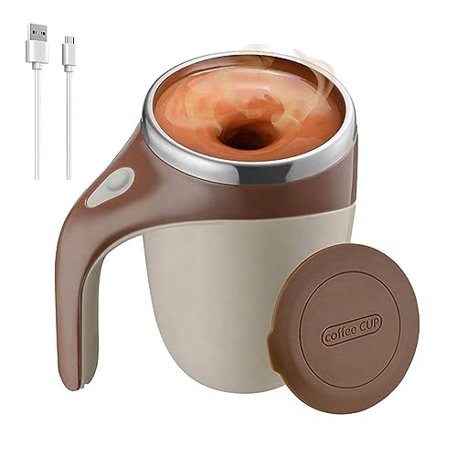 Maharsh Automatic Magnetic Stirring Coffee Mug, Rotating Home Office Travel Mixing Cup Suitable for Coffee, Milk, Cocoa and Other Beverages (Rechargable Brown) 380 ml - Image 1