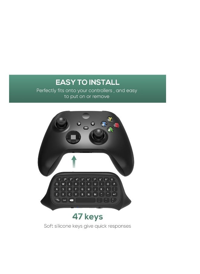 Keyboard Compatible with Xbox Series X/S/Xbox One/One S Controller,2.4G USB Gamepad keyboard with Headset Jack and 3.5mm Audio Jack,QWERTY Keyboard Mini Digital Keyboard- Black