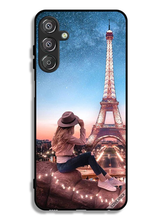 Covernex Samsung Galaxy M15 5G Protective Case Cover Hat Girl & Eiffel Tower - Image 1