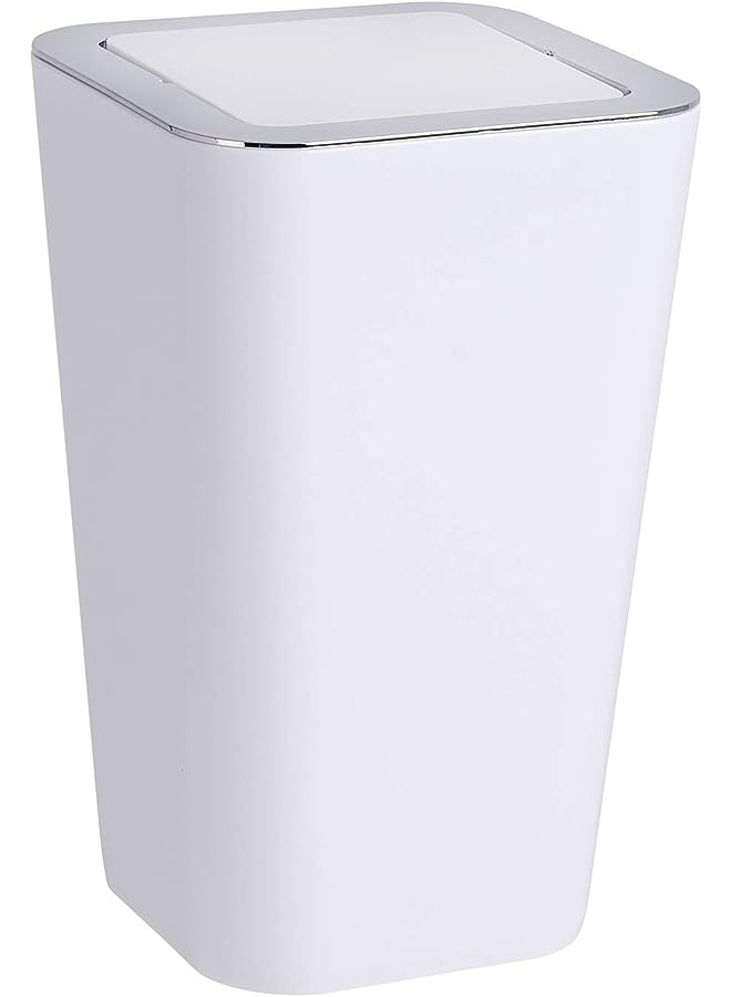 Wenko Candy Swing Cover Bin, Polystyrene, Home and Bathroom Waste Can, Lidded Dustbin, Lightweight & Sturdy, 6L Capacity, 18x28.5x18cm, White - Image 1