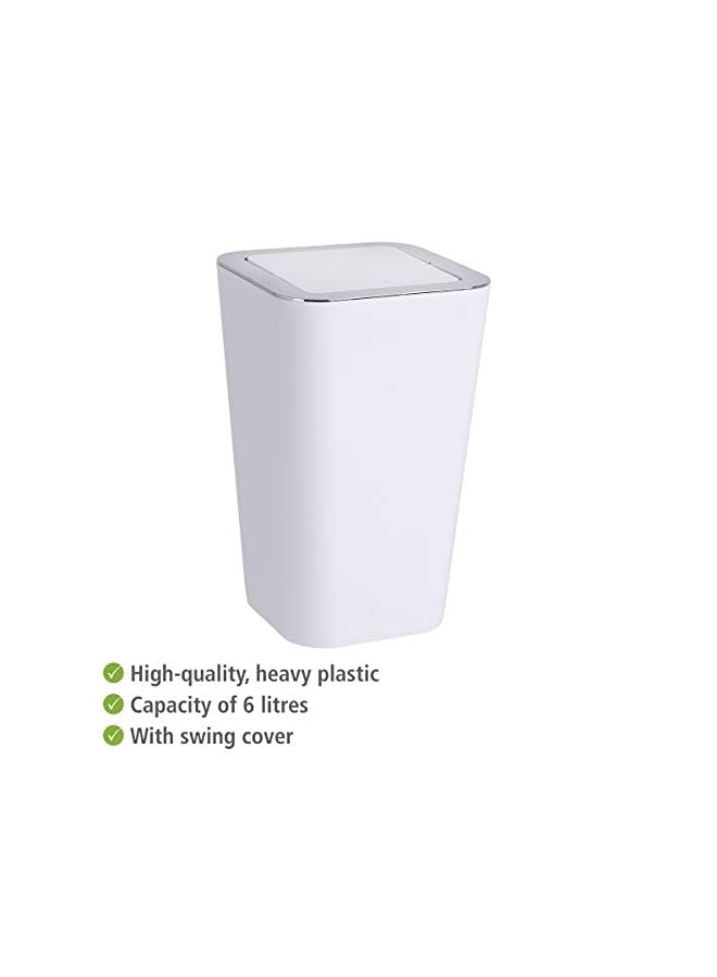 Wenko Candy Swing Cover Bin, Polystyrene, Home and Bathroom Waste Can, Lidded Dustbin, Lightweight & Sturdy, 6L Capacity, 18x28.5x18cm, White - Image 2