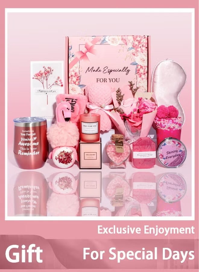 Thoraya All-in-One Gift Box for Wife & Best Friend, Unique and Multi-OccasionGifts Basket Ideas Pink Gifts Box for Her Relaxing Gift Set Self Care Gifts Birthday Presents Female Friendship Gifts for Best Friend Bestie Girlfriend Mom Wife Sister(Ramadan/Anniversary Gift for Her) - Image 1