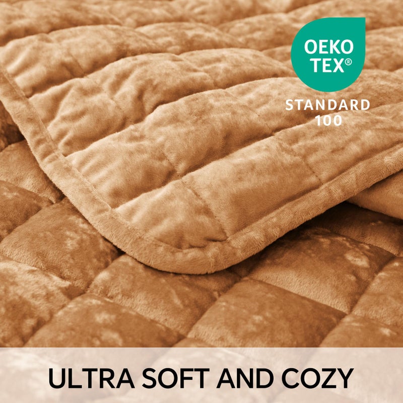 BEDELITE Velvet Quilt Set King Size - Luxury Velvet Comforter Bedding Set 3 Pieces, Lightweight Soft Cozy Shiny Rusty Burnt Orange Oversized Bedspread Coverlet for All Seasons with 2 Pillow Shams - Image 3