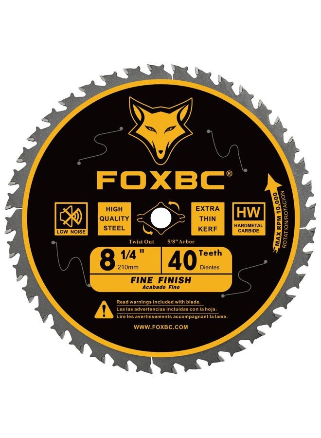 FOXBC 8-1/4 Inch Table Saw Blade 40 Tooth, 60 Tooth Fine Finish Wood Cutting with 5/8" Arbor, Diamond Knockout - Image 2