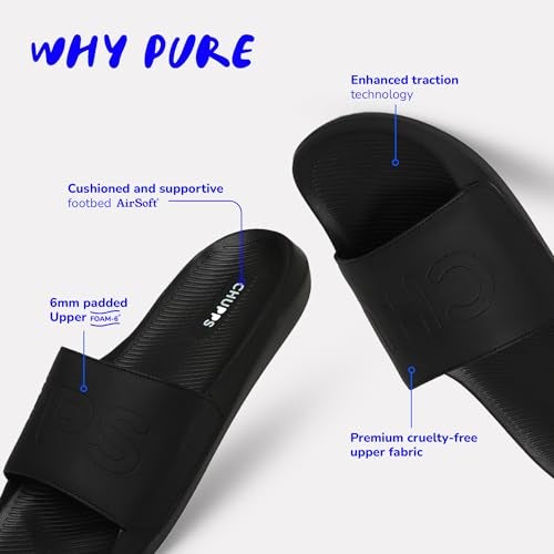 CHUPPS Pure Black Drift Orthopedic Slippers | Soft Footpharma Footbed | Breathable Ventilation Holes | Lightweight Flip Flops | Anti-Skid Chappals for Everyday For Mens - Image 4