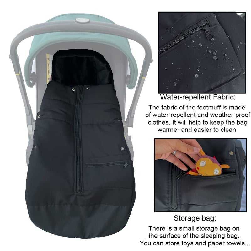 AICTIMO Universal Stroller Accessories Footmuff Compatible with Doona Car Seat & Strollers, Waterproof Warm Bunting Bag Suitable for 95% Car Seat and Strollers - Image 4