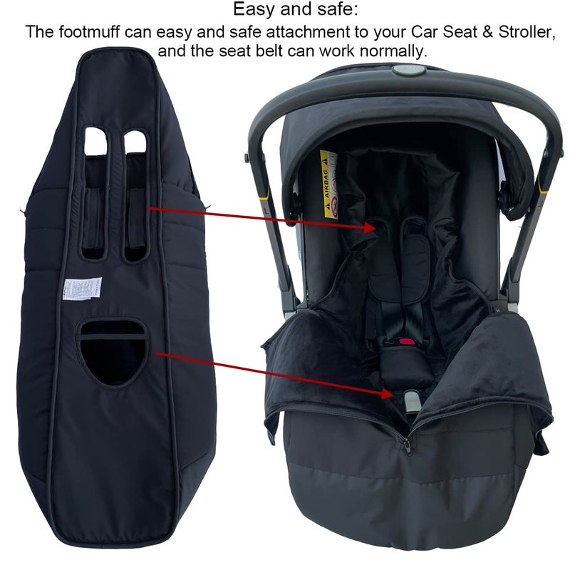AICTIMO Universal Stroller Accessories Footmuff Compatible with Doona Car Seat & Strollers, Waterproof Warm Bunting Bag Suitable for 95% Car Seat and Strollers - Image 5