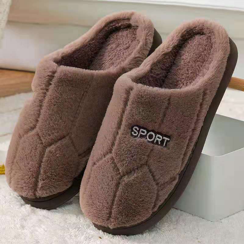 Cotton slippers womens winter home indoor home warm non-slip thick bottom couple new woolen slippers mens autumn and winter Purple - Image 4