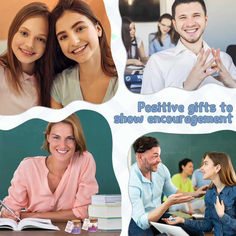 Seenelling 48 Sets Emotional Gifts Bulk Positive Salamander Affirmation Card Inspirational Mini Luminous Salamander with Glass Bottle for Teacher End of Year Gift Graduation Party Favors - Image 5