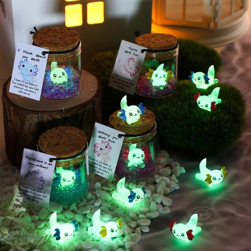 Seenelling 48 Sets Emotional Gifts Bulk Positive Salamander Affirmation Card Inspirational Mini Luminous Salamander with Glass Bottle for Teacher End of Year Gift Graduation Party Favors - Image 3