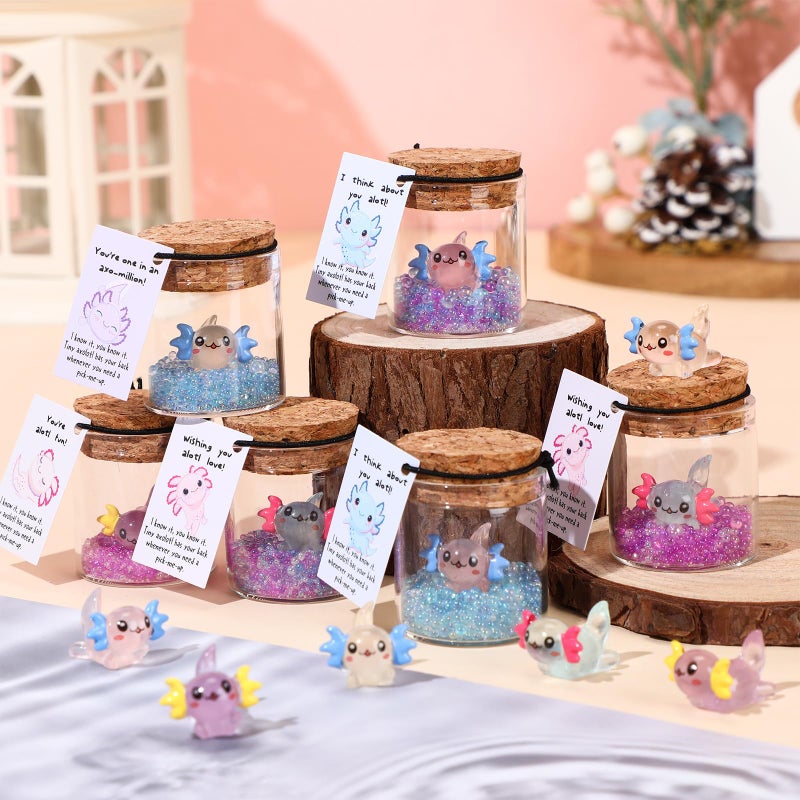 Seenelling 48 Sets Emotional Gifts Bulk Positive Salamander Affirmation Card Inspirational Mini Luminous Salamander with Glass Bottle for Teacher End of Year Gift Graduation Party Favors - Image 4