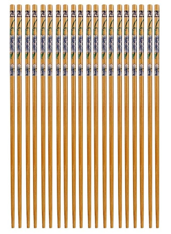 MOREL Set of 20 Pairs Designer Natural Round Bamboo Reusable Chopsticks, Size 9.5 INCH (Color and Design May Vary) - Image 2