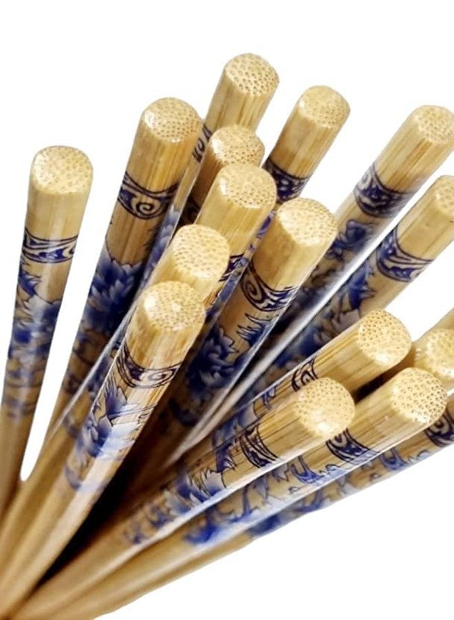 MOREL Set of 20 Pairs Designer Natural Round Bamboo Reusable Chopsticks, Size 9.5 INCH (Color and Design May Vary) - Image 4