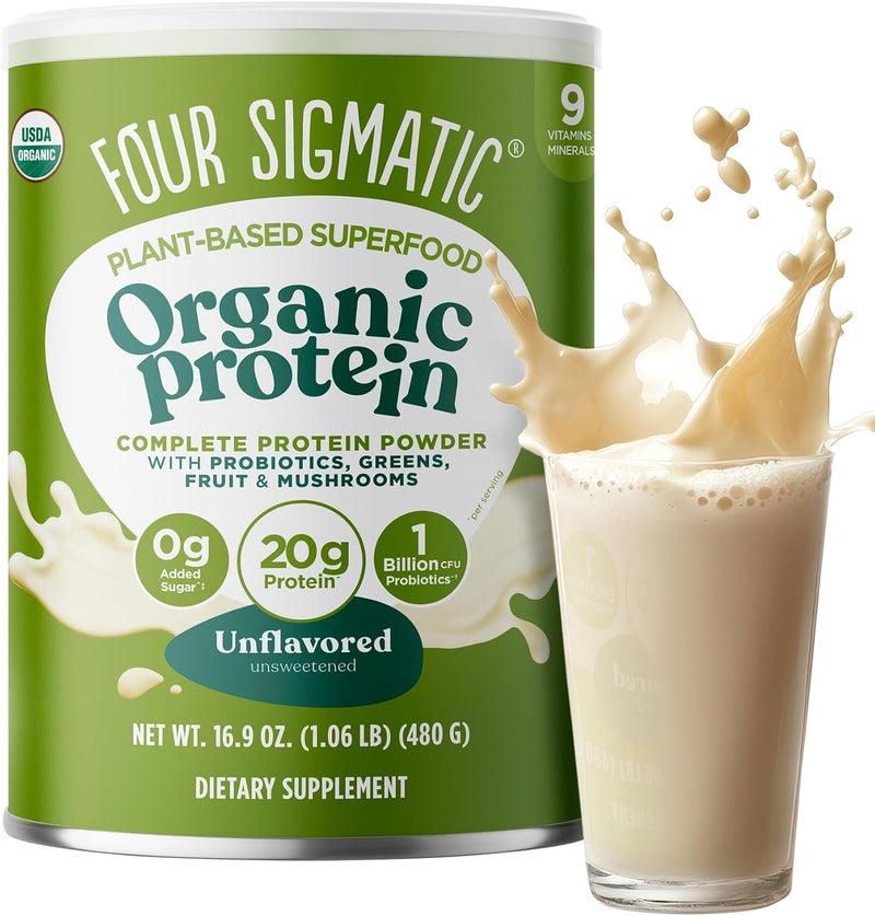 Four Sigmatic Organic PlantBased Protein Powder Unflavored Protein with Lions Mane Chaga Cordyceps and More  Clean Vegan Protein Elevated for Brain Function and Immune Support  169 oz - Image 1