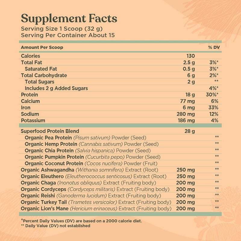 Four Sigmatic Organic PlantBased Protein Powder Unflavored Protein with Lions Mane Chaga Cordyceps and More  Clean Vegan Protein Elevated for Brain Function and Immune Support  169 oz - Image 3