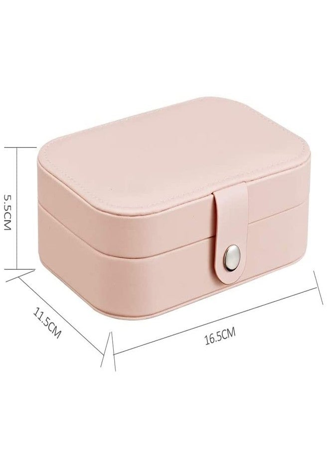 FEXONXA Jewellery Organiser PU Leather Zipper Portable Storage Box Case with Dividers | Compact Travel-Friendly Jewellery Container for Rings, Earrings, Necklaces | Home Organizer (Pink) - Image 2