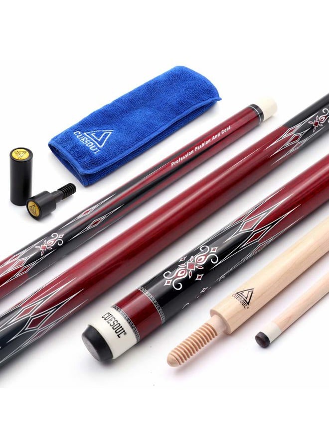 CUESOUL 3 Cushion Carom Billiard Cue Red 56inch Weight 18oz,Wooden Joint System - Image 1