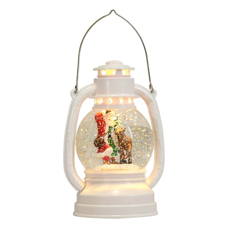 Eldnacele Eldnacele Christmas Snow Globe Lantern Spinning Water Glittering Santa Claus Scene with 6 Hours Timer Lighted Water Globe Lantern White Santa Claus for Christmas Decorationa and Gifts 
