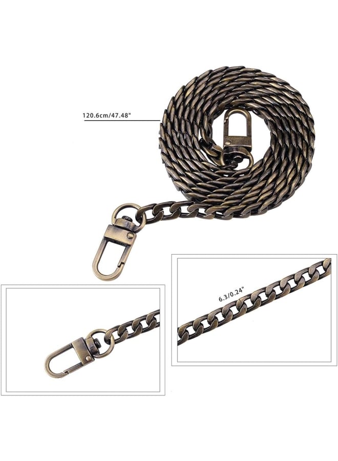 2 Strands 47 Inch Iron Flat Chain Strap Handbag Chains Accessories Purse Straps Shoulder Cross Body Replacement Straps with Swivel Buckles, Antique Bronze  - Image 2