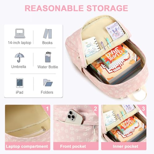 LEDAOU School Backpack Teen Girls Lightweight Bookbag Elementary Middle School Backpacks College Laptop Bag Travel Daypack - Image 2