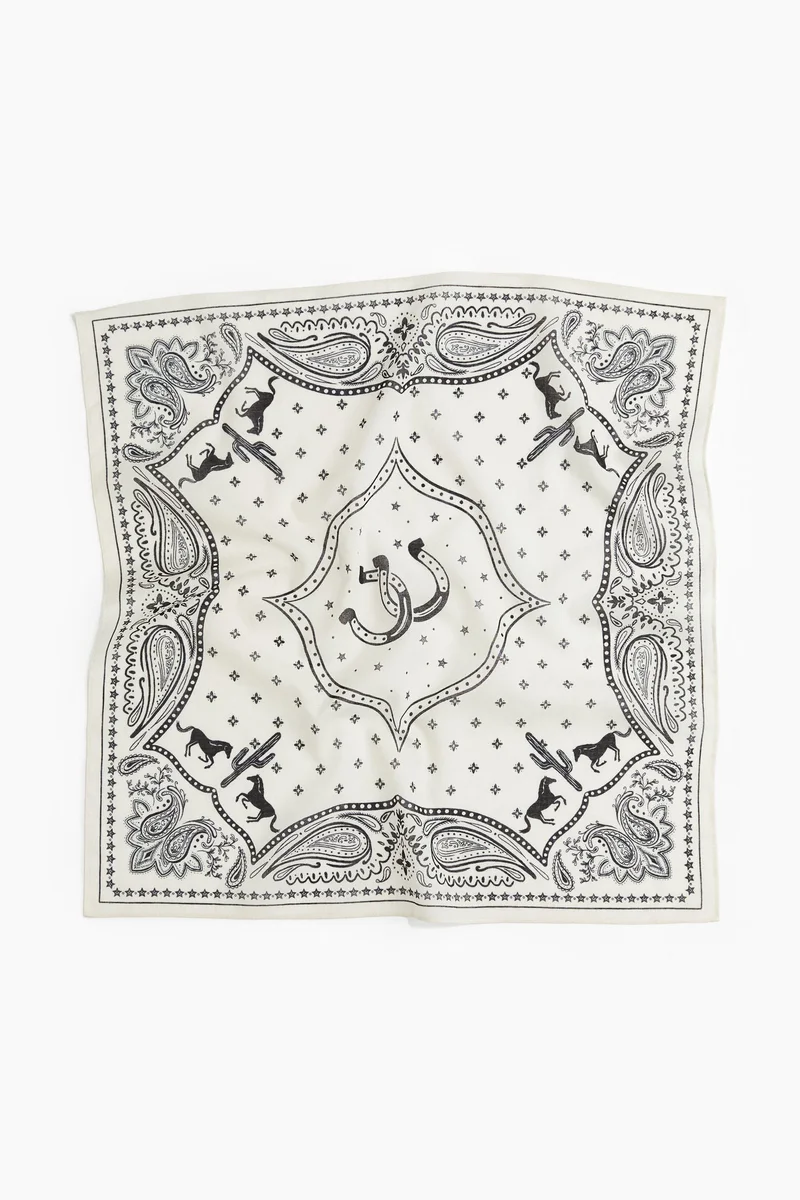 اتش اند ام وشاح منقوش من القطن