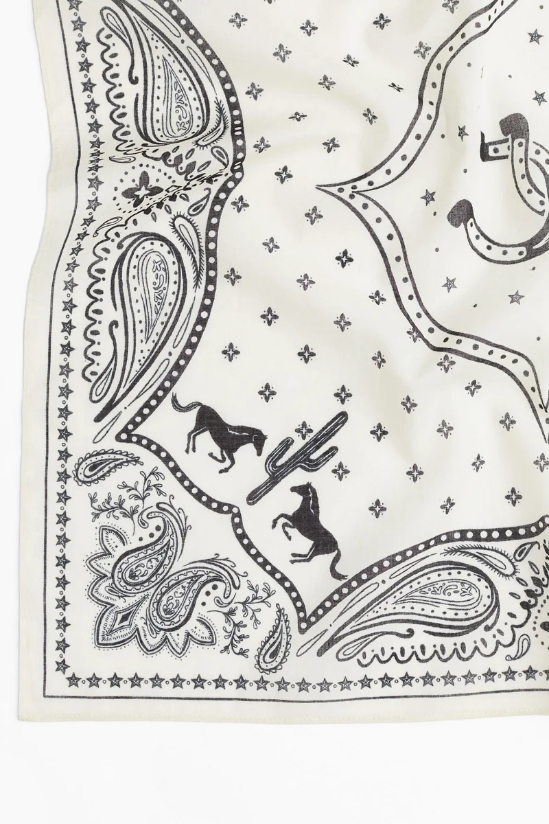 اتش اند ام وشاح منقوش من القطن