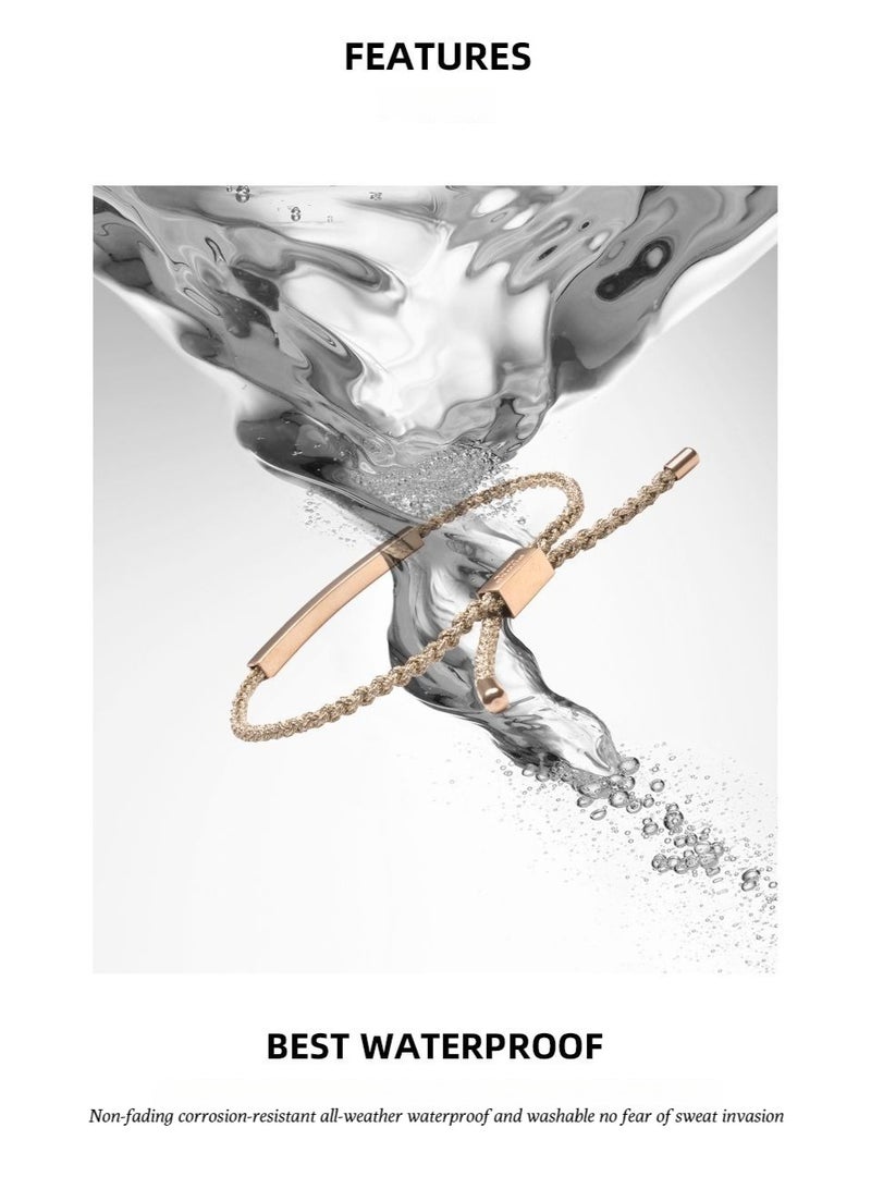 POWER IONICS Pine Luxury Versatile 18K Rose Gold Commemorative Bracelet - For Both Men and Women - Couple's Red String - Image 4