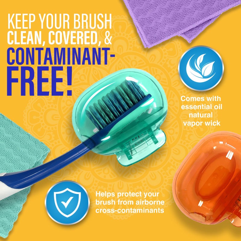 GuruNanda Brush Pods - Toothbrush Cover for Manual & Electric Toothbrush, Keeps Toothbrush Fresh & Clean, Travel Accessories with Natural Essential Oil Vapors, 4 Pack - Image 2