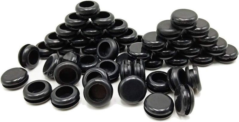 EASYEAH Store 1/2 Rubber Grommets for Wiring, 3/8 in ID Double-Sided Rubber Plugs for Round Holes, Firewall Grommet Automotive, Wire Cable Protection for Metal Electric Box, 50 Pcs 10x12 mm, Black - Image 1