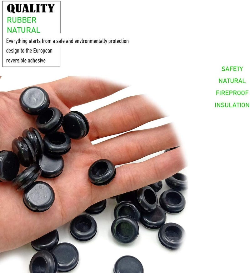 EASYEAH Store 1/2 Rubber Grommets for Wiring, 3/8 in ID Double-Sided Rubber Plugs for Round Holes, Firewall Grommet Automotive, Wire Cable Protection for Metal Electric Box, 50 Pcs 10x12 mm, Black - Image 3