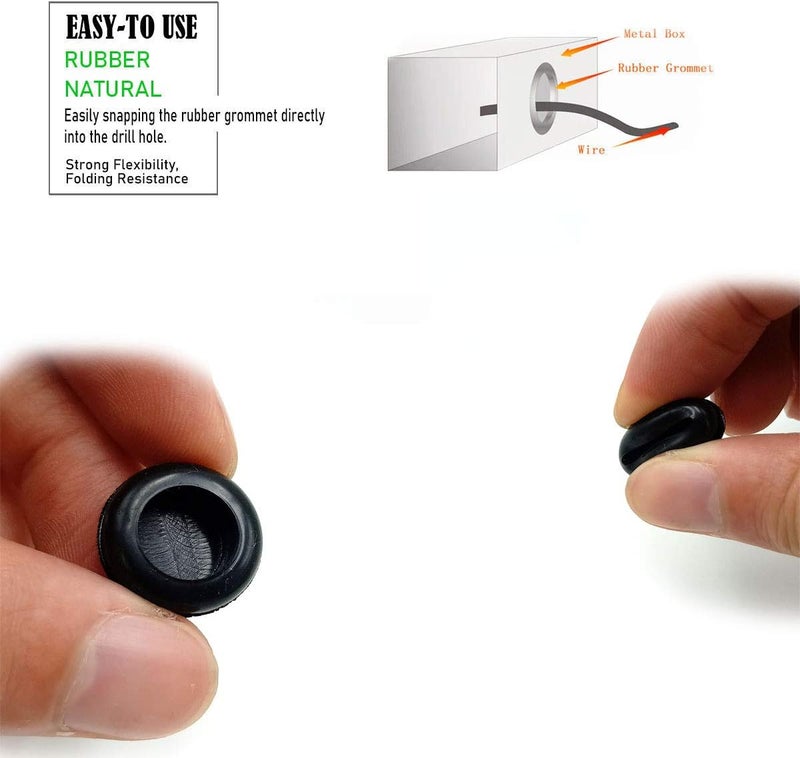 EASYEAH Store 1/2 Rubber Grommets for Wiring, 3/8 in ID Double-Sided Rubber Plugs for Round Holes, Firewall Grommet Automotive, Wire Cable Protection for Metal Electric Box, 50 Pcs 10x12 mm, Black - Image 4
