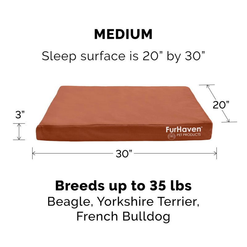 Furhaven Replacement Dog Bed Cover Water-Resistant Indoor/Outdoor Logo Print Oxford Polycanvas Mattress, Washable - Chestnut, Medium - Image 3
